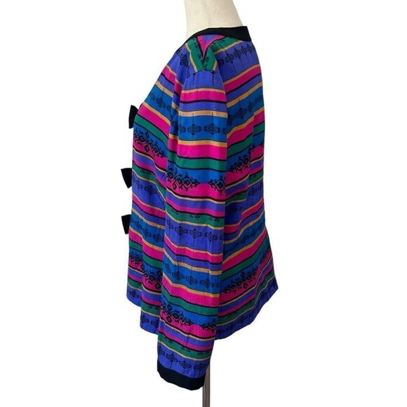 Vintage Adrianna Papell Silk Striped Jacket with Bow Closures - Picture 4 of 8